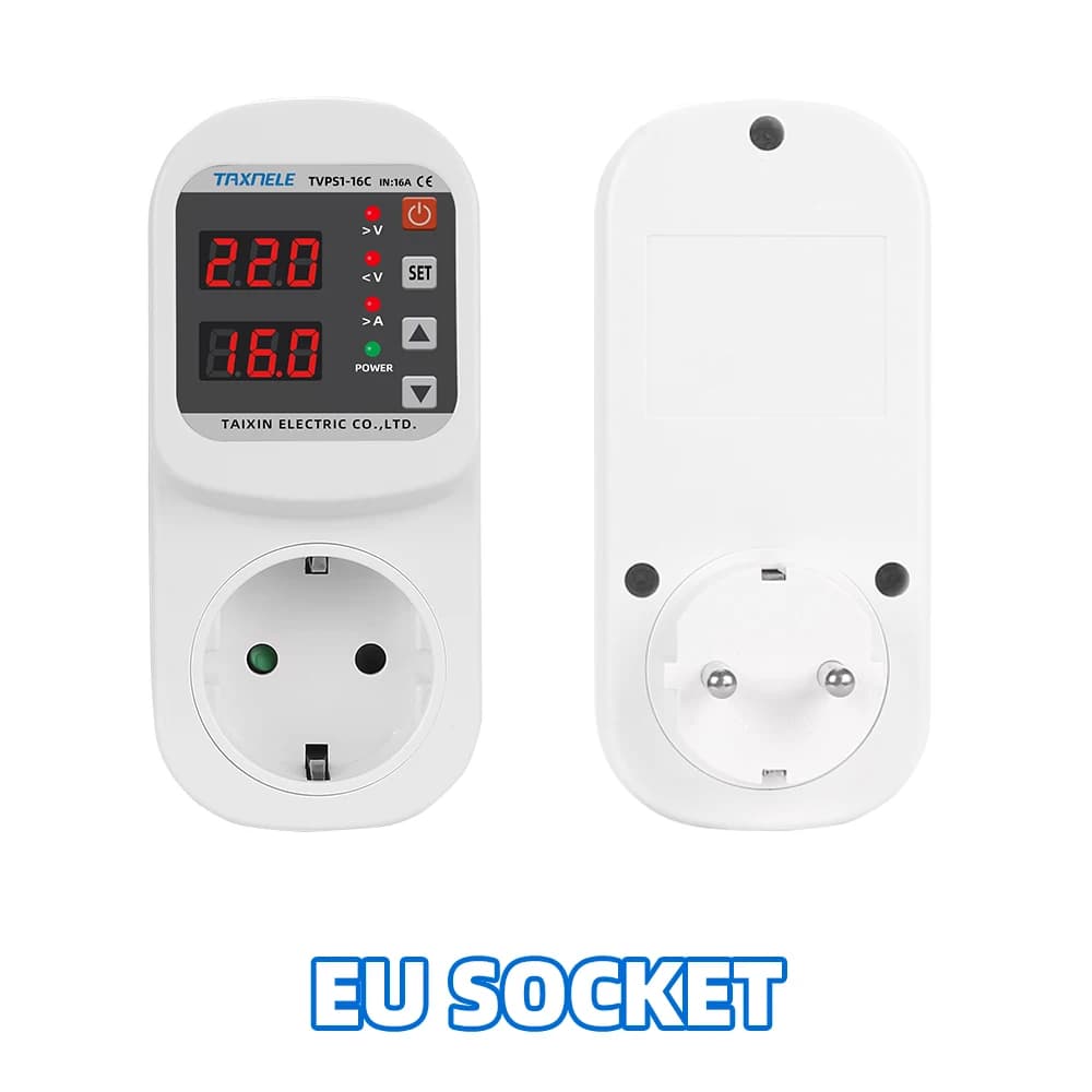 Protecteur de surtension, courant sous-tension, prise AC 220V 110V réglable 16A, protection contre l