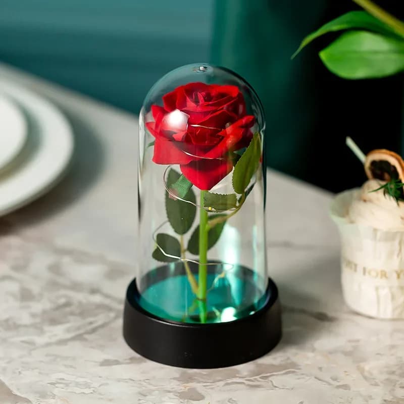 Rose éternelle, cadeau d'anniversaire de mariage, de saint-valentin, ornement lumineux coloré pour f