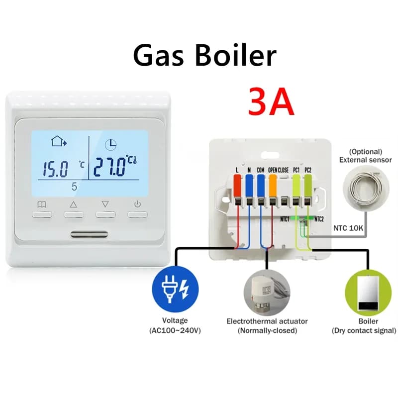 Thermostat de chauffage au sol intelligent 100 V-240 V 3 A 16 A avec connectivité WiFi pour le contr