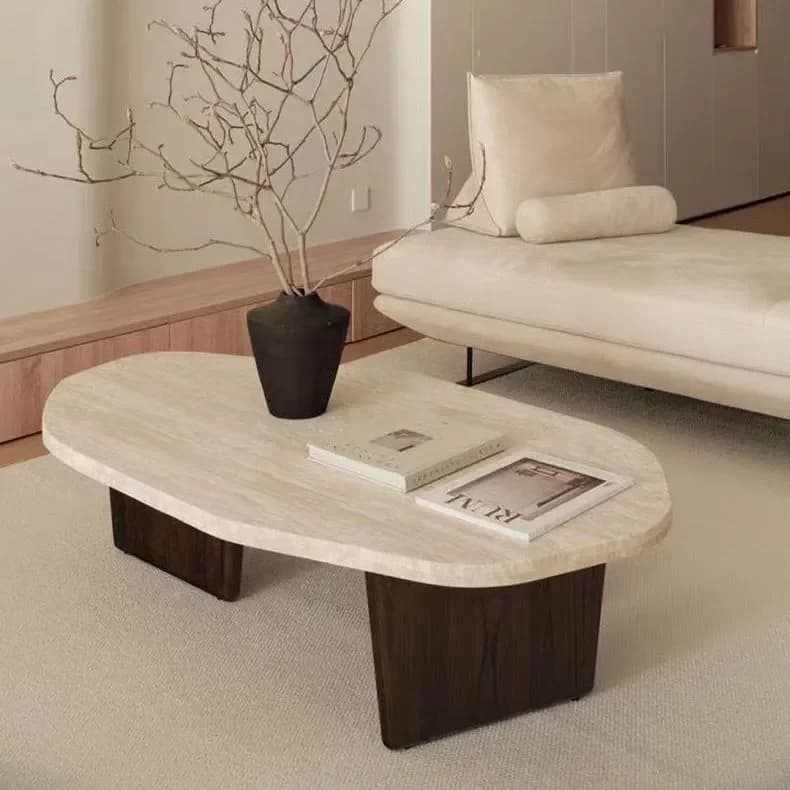 Table basse ovale Vintage du milieu du siècle, minimaliste, esthétique japonaise, élégante, classiqu