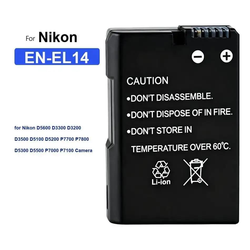 Batterie d'appareil photo EN-EL14 1030mAh pour Nikon D5600 D3300 D3200 D3500 D5100 D5200 P7700 P7800