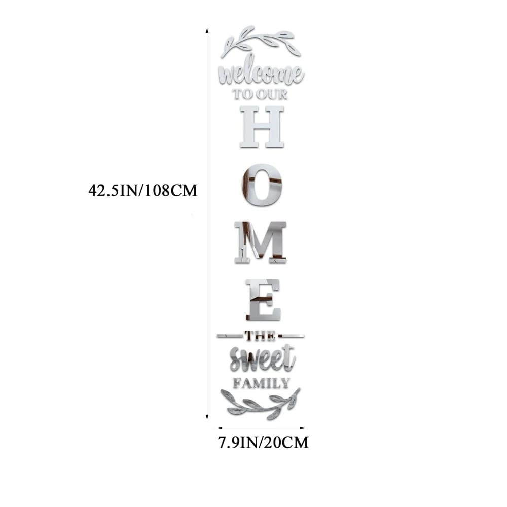 Autocollant mural miroir 3D avec Logo familial pour la maison, décoration d'entrée, salon, chambre à