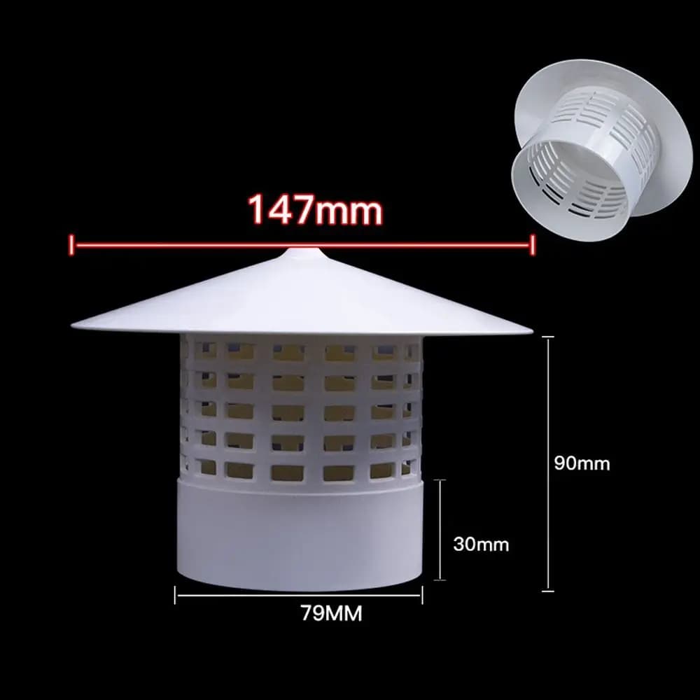 Capuchon de pluie ventilé en PVC durable, sortie d'air du capot, mur extérieur, conduit de toit, che