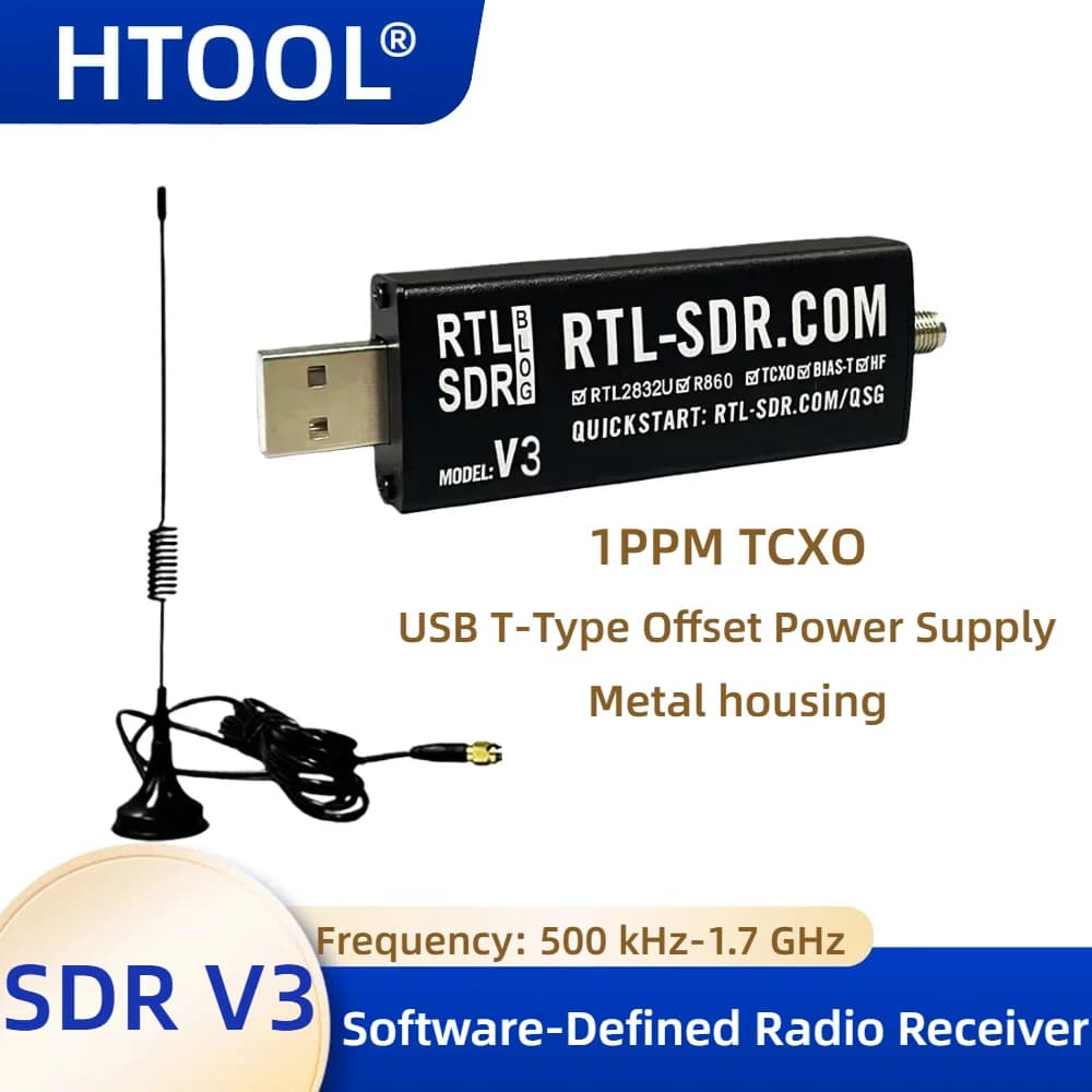 RTL-SDR RTL SDR V3 R860 (R820T2) RTL2832U 1PPM TCXO SMA RTLSDR Radio définie par logiciel