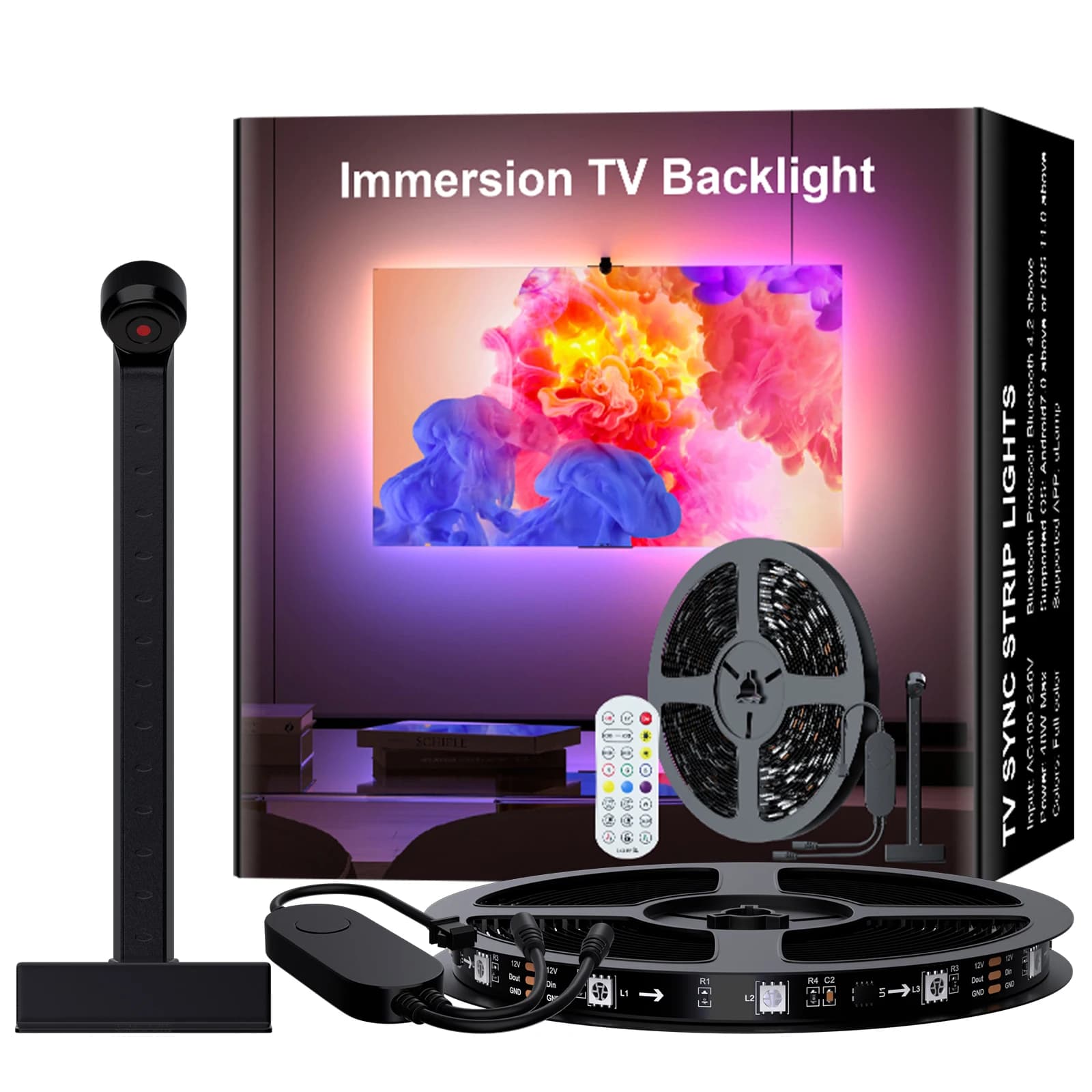 Rétroéclairage TV par Immersion avec caméra, bande lumineuse TV ambiante intelligente, synchronisati
