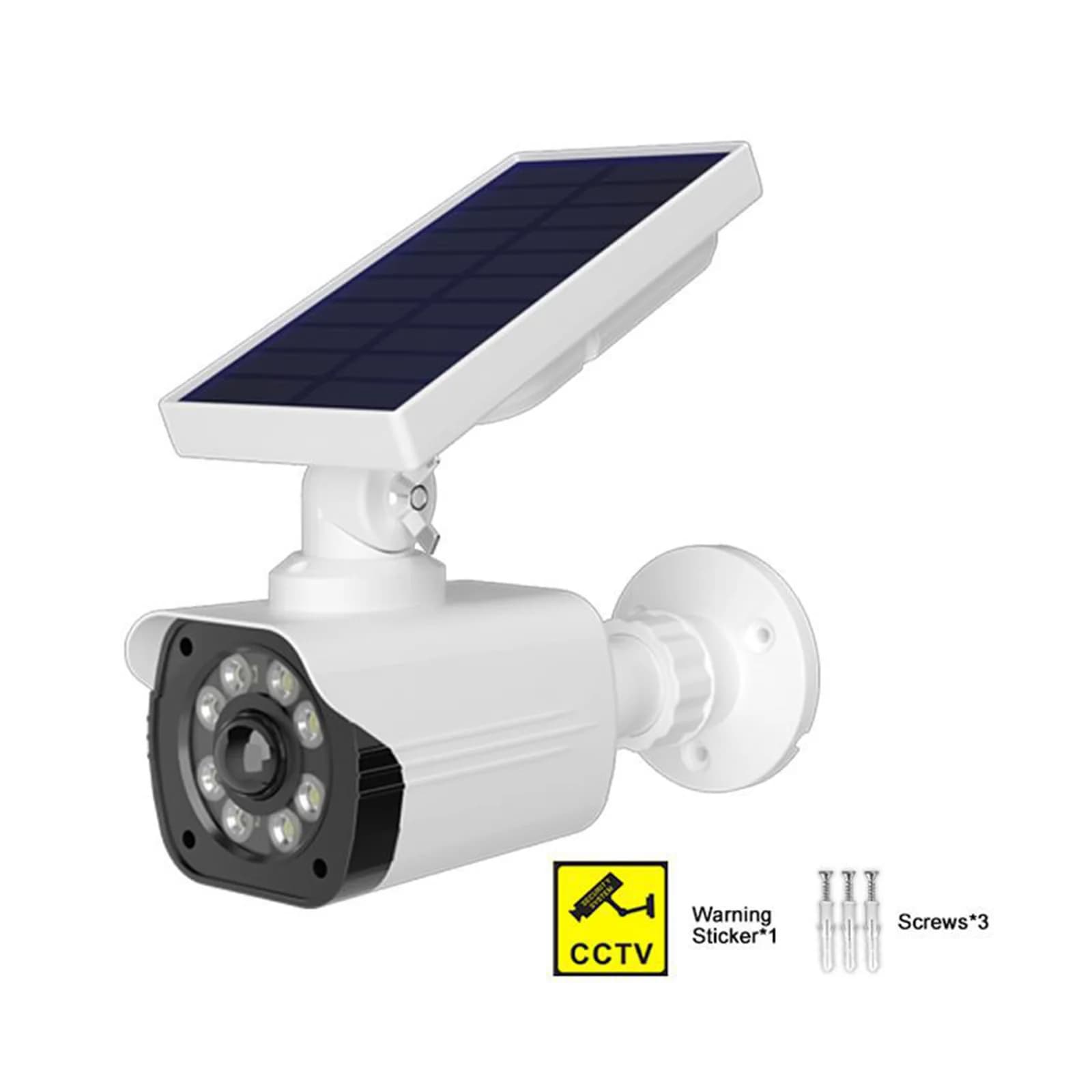 Caméra factice solaire avec détecteur de mouvement et projecteur, caméra de surveillance de sécurité