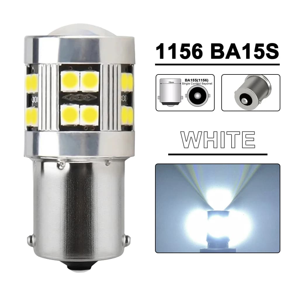 2/4 pièces CANBUS 1156 BA15S 1157 BAY15D, ampoule LED 12V 3030-24SMD 6500K blanc jaune rouge, frein