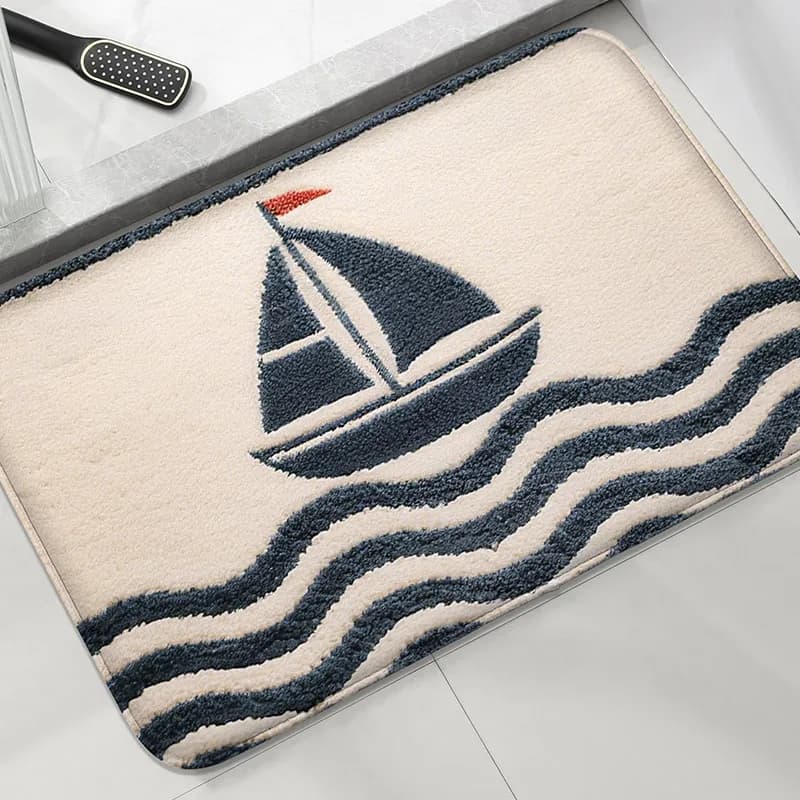 Tapis antidérapant pour salle de bain, série Seaside, petit tapis pour salle de douche, lavabo, tapi