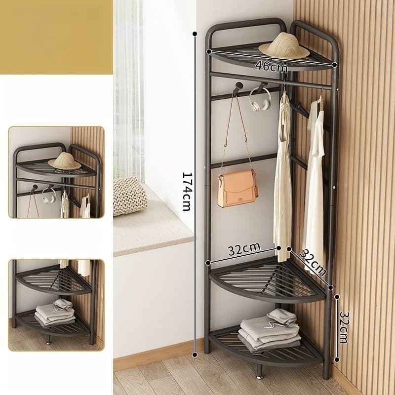 Porte-manteau d'angle sur pied Simple, support de cintre pour vêtements, chambre à coucher, panier d