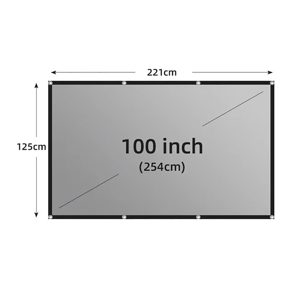 Smartldea écran de projecteur 100 pouces 16:9 gris Anti-lumière Portable bordure noire avec trous éc