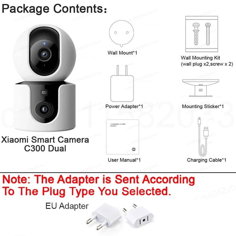 XIAOMI Smart Camera C300 Version double caméra, 360 ° 3MP WiFi 6, moniteur de sécurité domestique