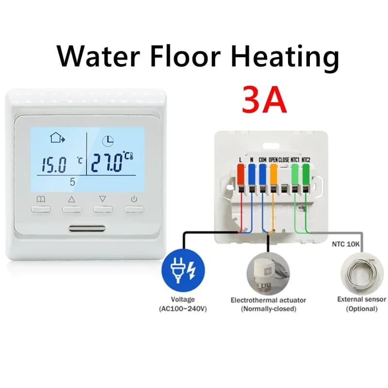 Thermostat programmable 220V 16A/3A pour chauffage électrique par le sol, commande à distance par ap