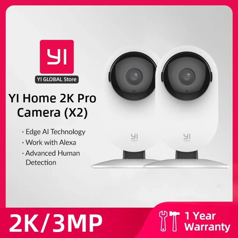 YI Pro 2K Wifi caméra domestique 2/4 pièces Kit 3MP avec Vision nocturne Protection de sécurité IP a