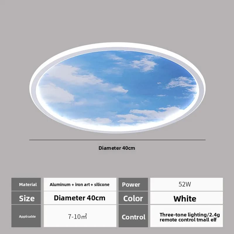 Ciel bleu et nuages blancs circulaire acrylique LED plafonnier minimaliste chambre éclairage maison
