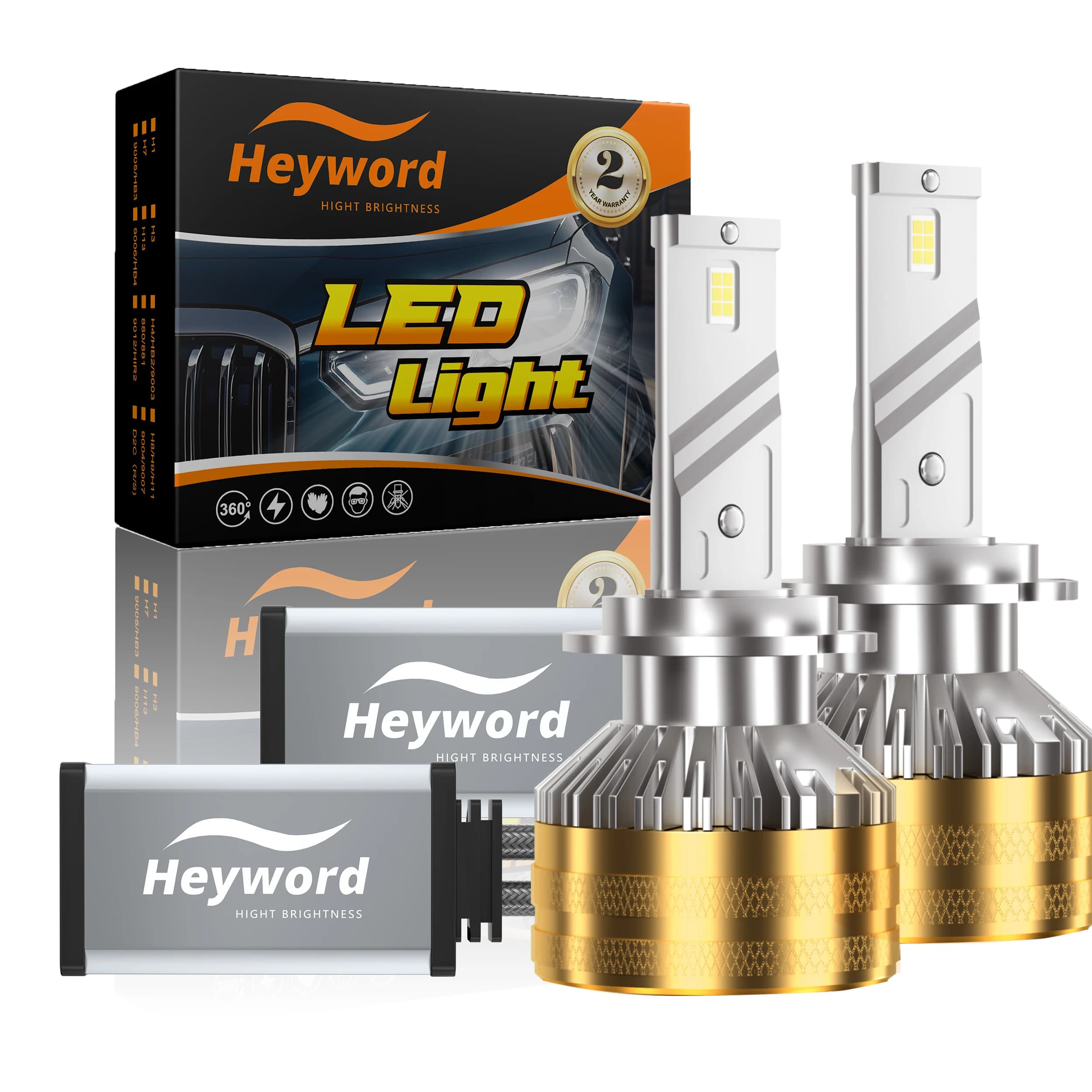 Heyword Ampoule LED pour camion K5C 12v/24V H7 H4 H1, 2 pièces, H11 4300K 6000K 110W 12v/24V, lampe