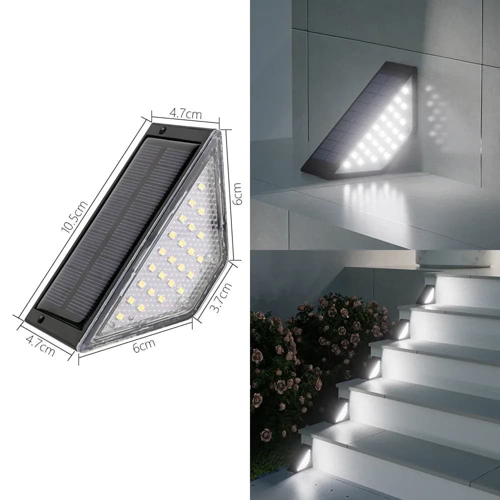 Lampes solaires d'extérieur pour escaliers, 12lm, gradation automatique, lampe de marche, allée, por