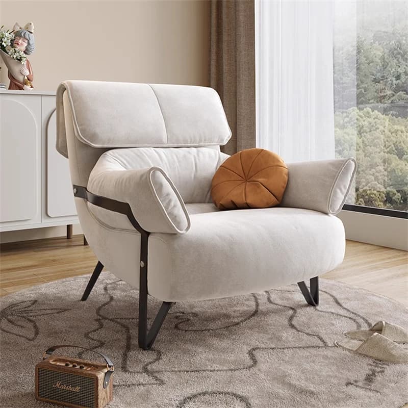 Fauteuil moelleux de luxe, chaise confortable avec support dorsal pour salon, design nordique, décor