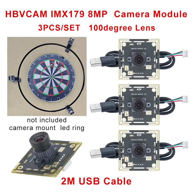 HBVCAM IMX179 module de caméra 100 degrés 8MP 30fps avec câble de 2 m pour système de marquage Autod
