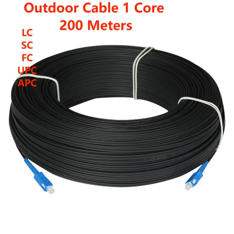 Câble à fibre optique pour l'extérieur, câble de dérivation, 200 mètres, 1 noyau, 3 acier, monomode,