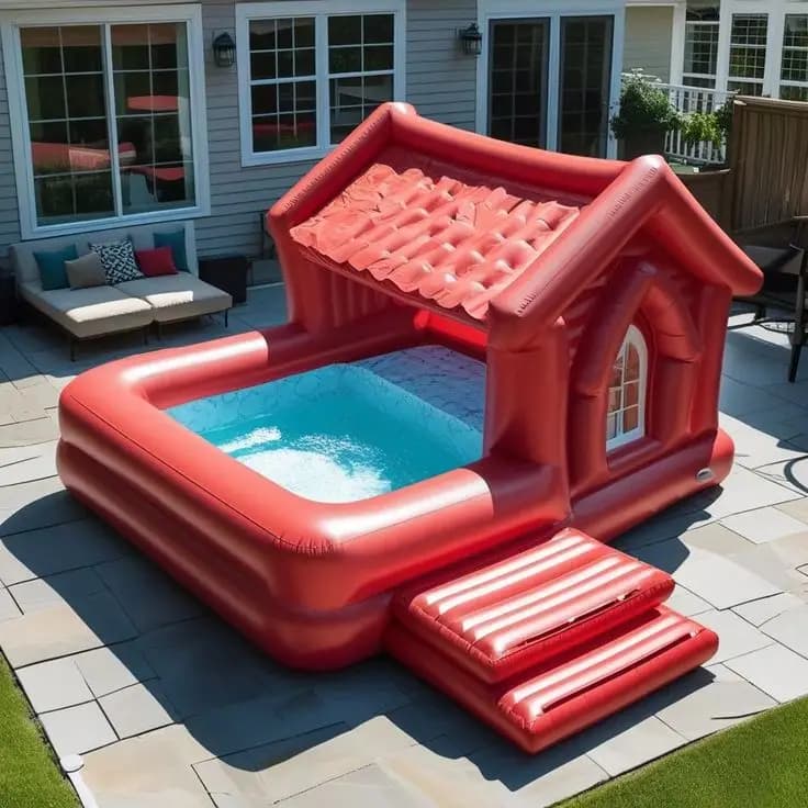Piscine gonflable en forme de maison, piscine gonflable pour enfants, fête d'arrière-cour d'été