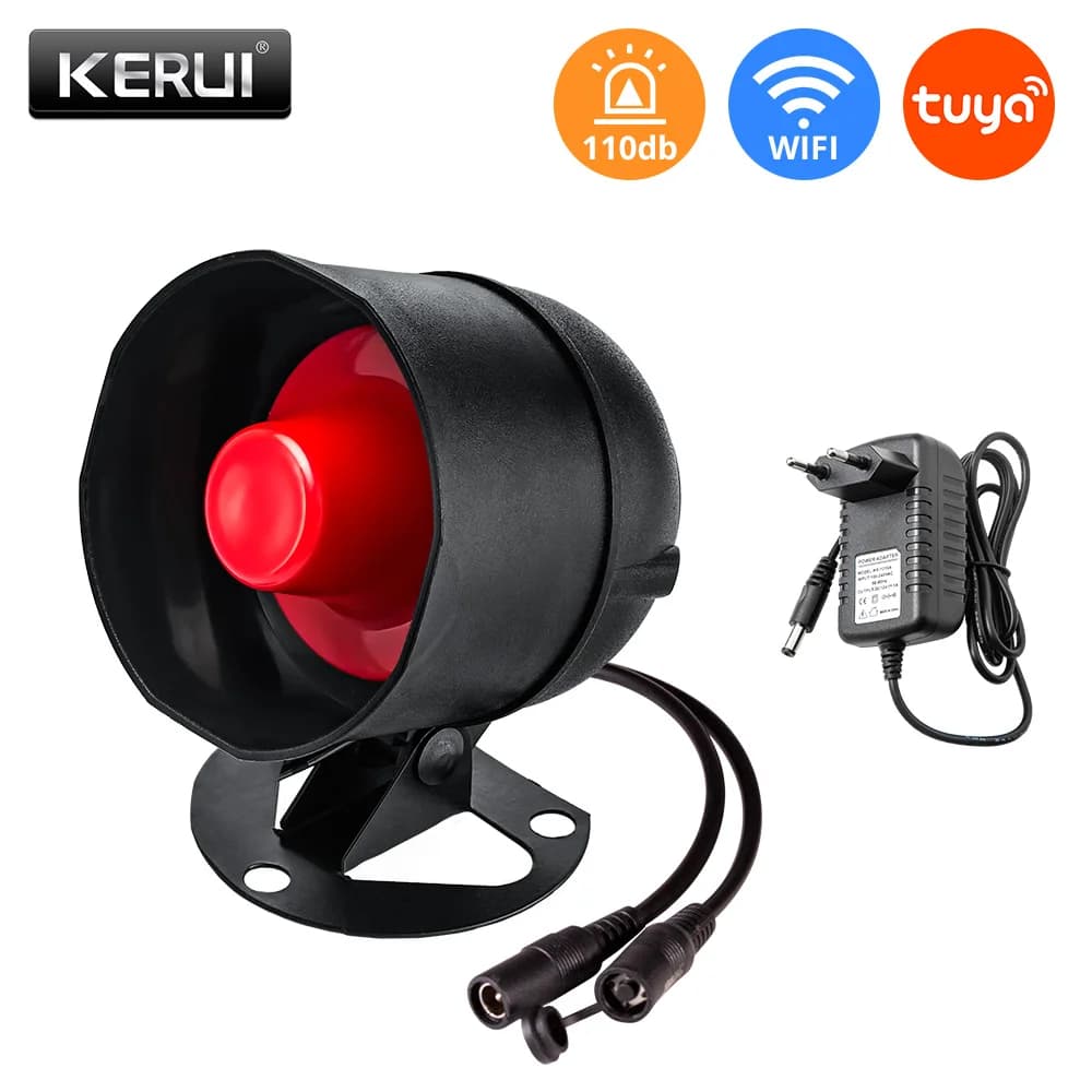 KERUI Tuya Kit de système d'alarme de sécurité WIFI intelligent 110dB sans fil fort sirène intérieur