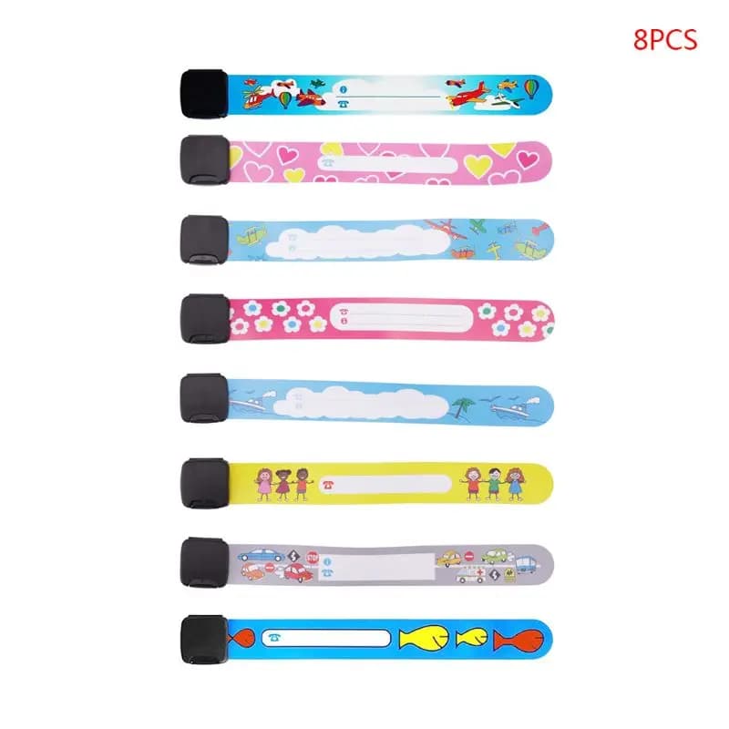 Bracelet de Sécurité Anti-Perte pour Enfant, Réglable et Étanche, 8 Pièces/Ensemble