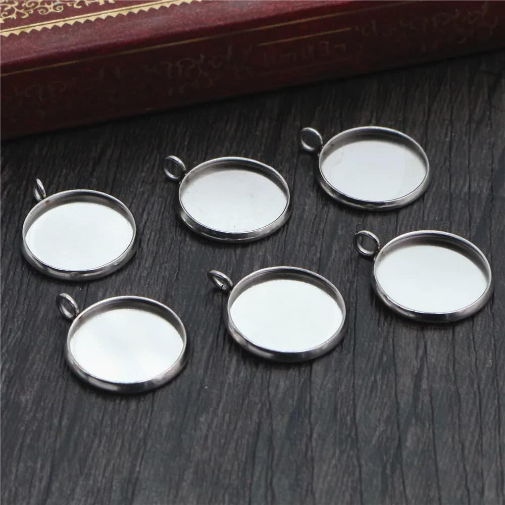 Pendentif en acier inoxydable, taille intérieure de 14mm, ne se décolore pas, Cabochon camée, paramè