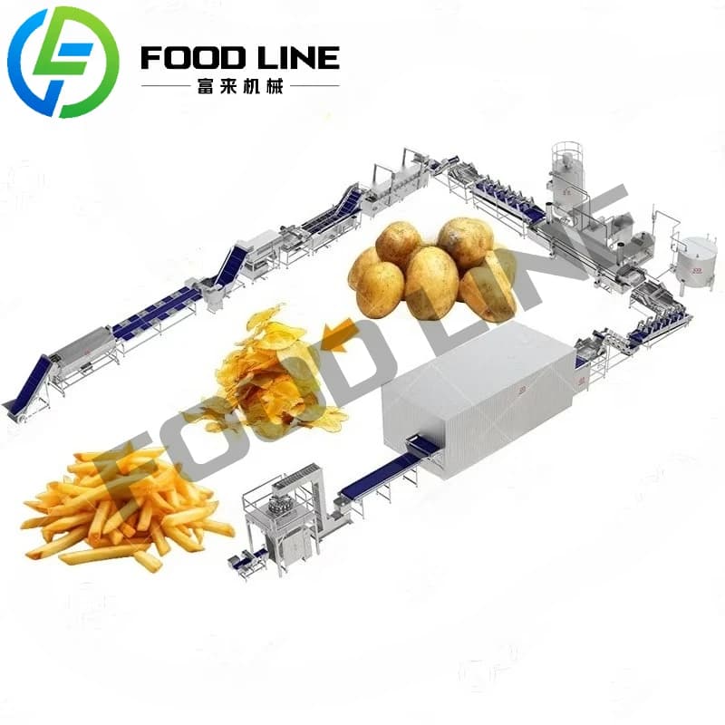 Machine industrielle entièrement automatique de fabrication de frites glacées, 500-2000 kg/h, prix d