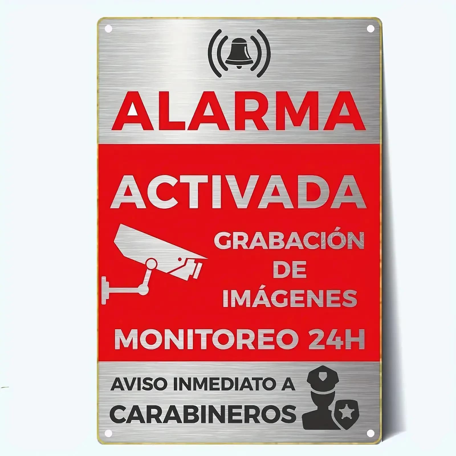 Panneau d'alarme de sécurité espagnol « Alarma Activada » - Décoration vintage antivol, système d'al