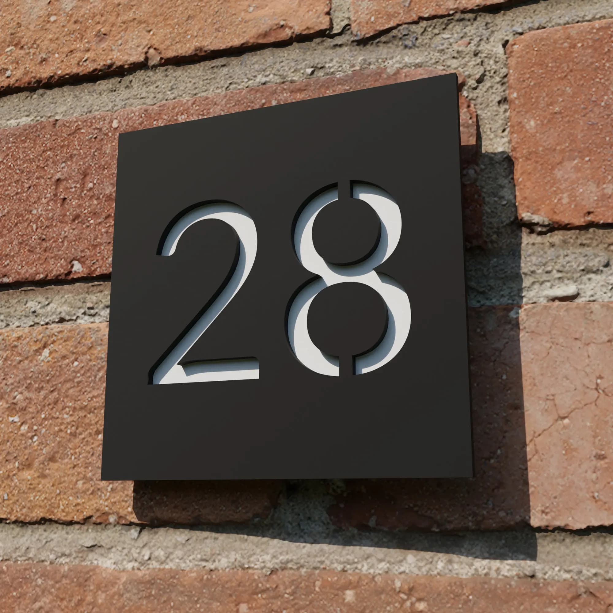 Panneau de chiffres de maison en acrylique gris moderne, avec lettres 3D, Design personnalisable, Pl