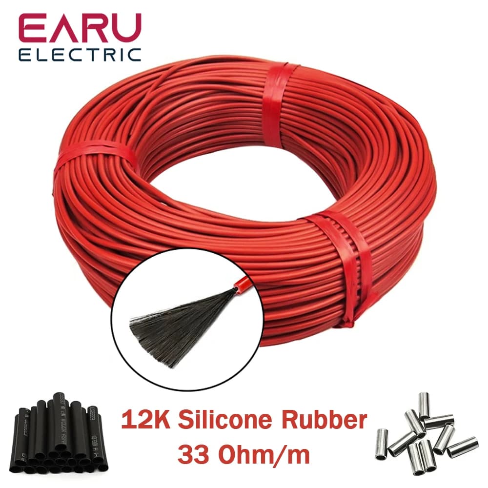 Câble de sol chaud infrarouge de 50 à 200 mètres, 12K, 33ohm/m, bobine de fil chauffant électrique a