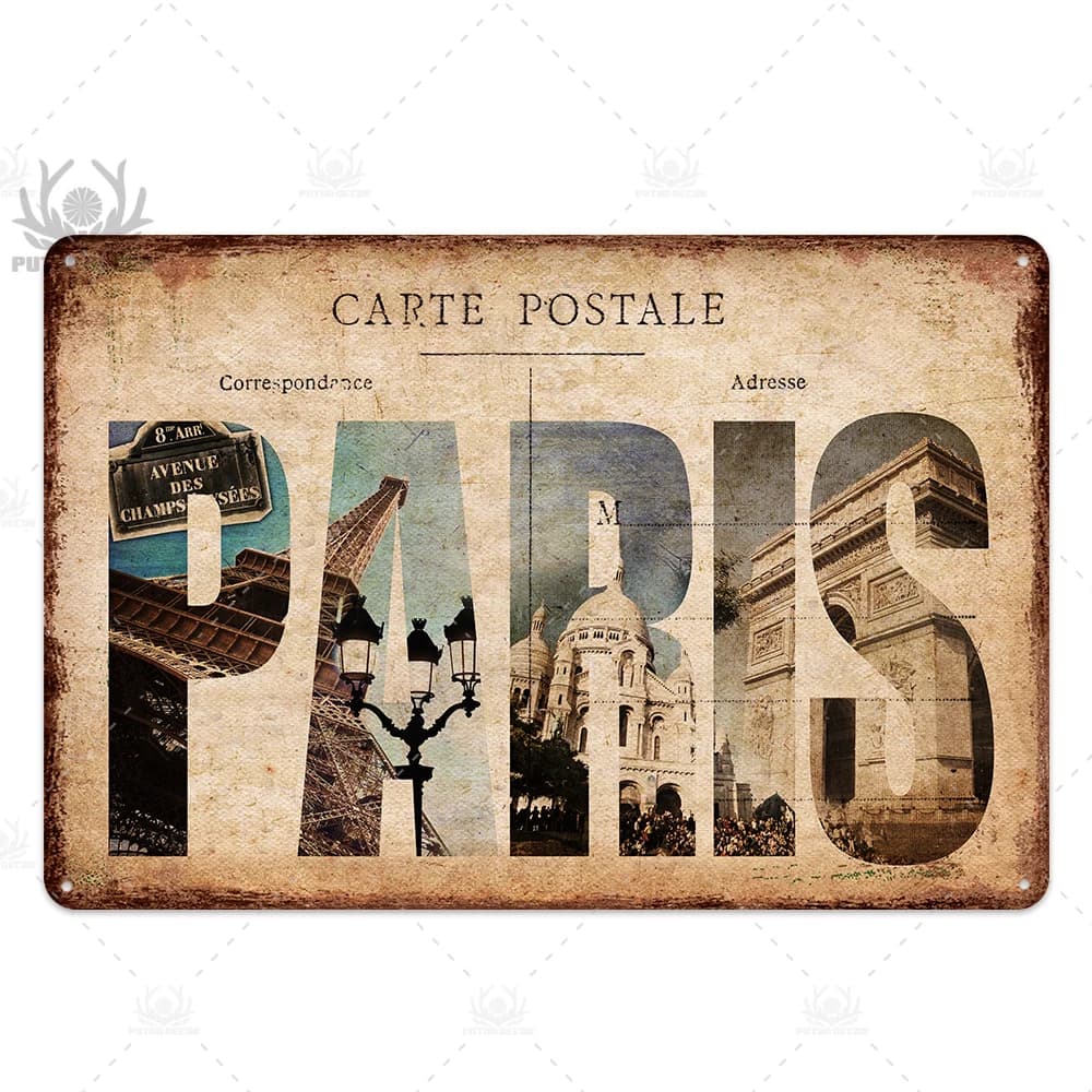 Putuo décor Paris Vintage étain signe Plaque métal rétro britannique café Bar maison salon décoratif