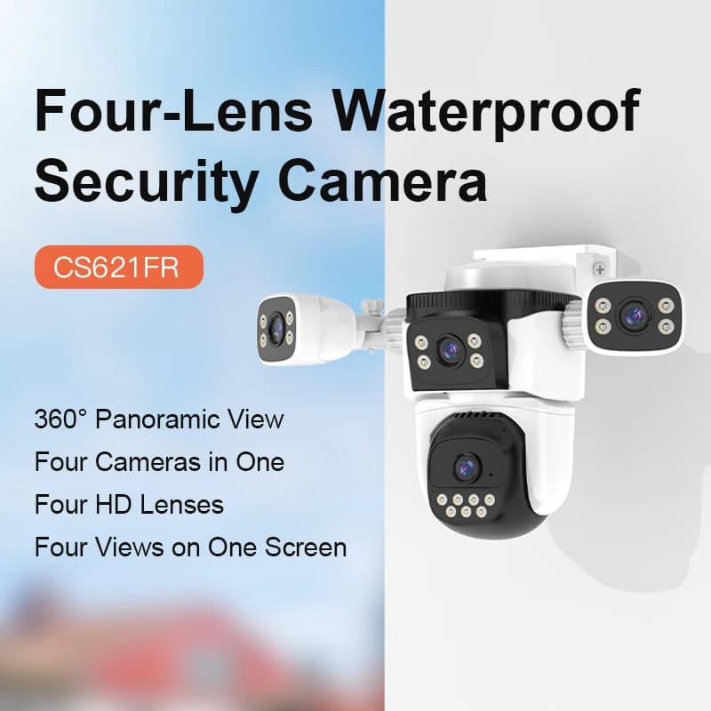 Caméra Dôme IP PTZ Sans Fil Vstarcam CS621FR 4MP avec Application O-Kam, 4 Objectifs, Couleurs, Déte