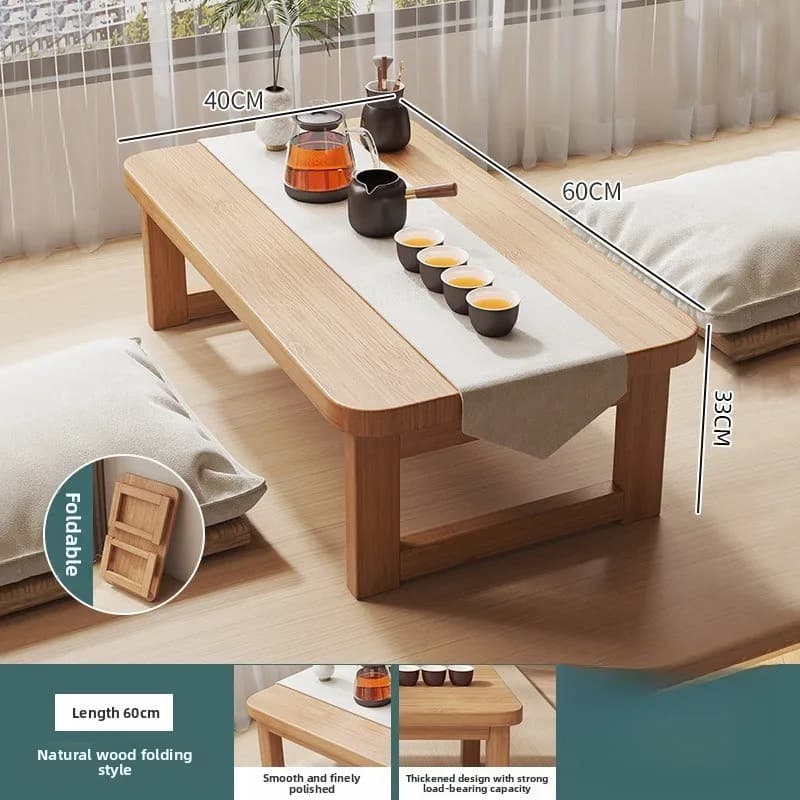 Table basse pliable style tatami, table de thé pour fenêtre en baie, petite table à manger, table ja