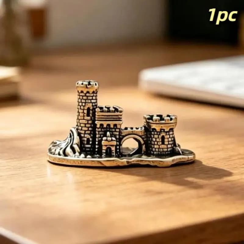 【H】Statue de château de ferme en laiton, modèle architectural, ornement, décoration intérieure, mini