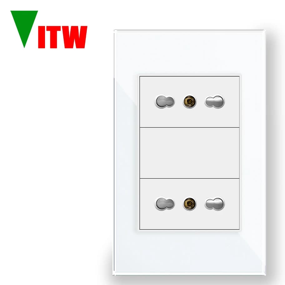 Prise de courant italienne de Type L, 16A 250V 2 broches + terre, verre cristal moderne obturé 120x7