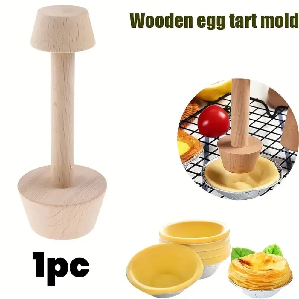 Moule à tarte aux œufs en bois de qualité supérieure, Double face, doseur de tarte, poussoir en form