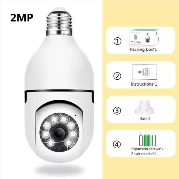 Caméra Wifi à ampoule E27, suivi humain, Vision nocturne couleur 360 ° Interphone rotatif caméra 2