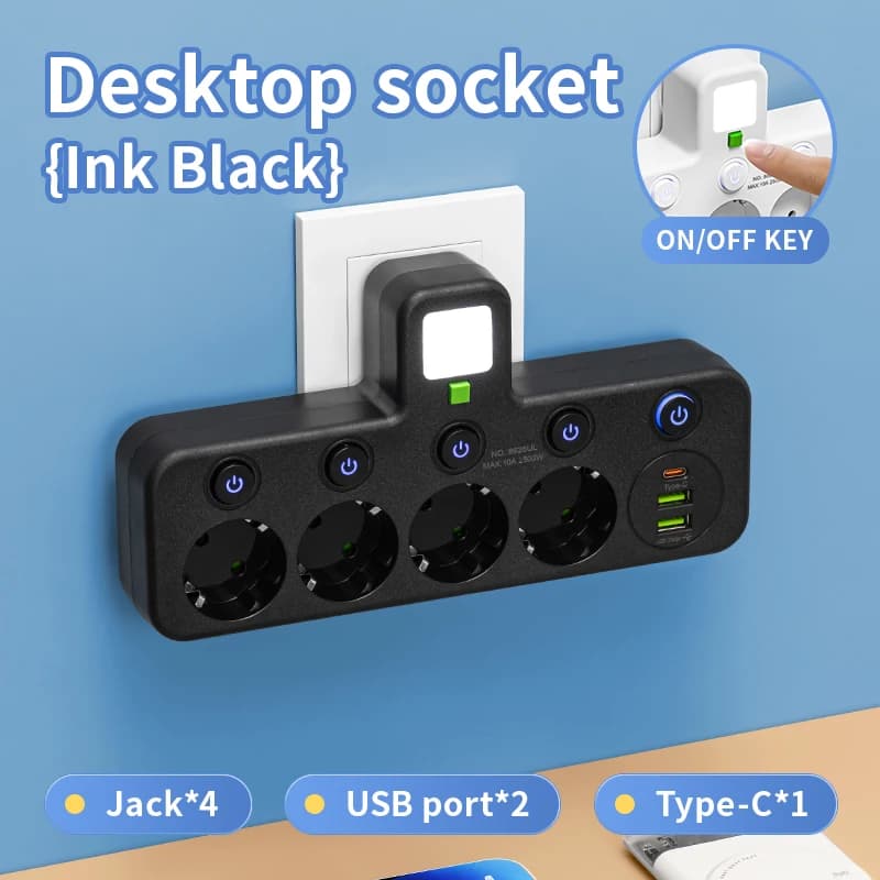Prise ue prise électrique 5 prises sans rallonge avec ou sans cela Ports USB type-c deux spécificati