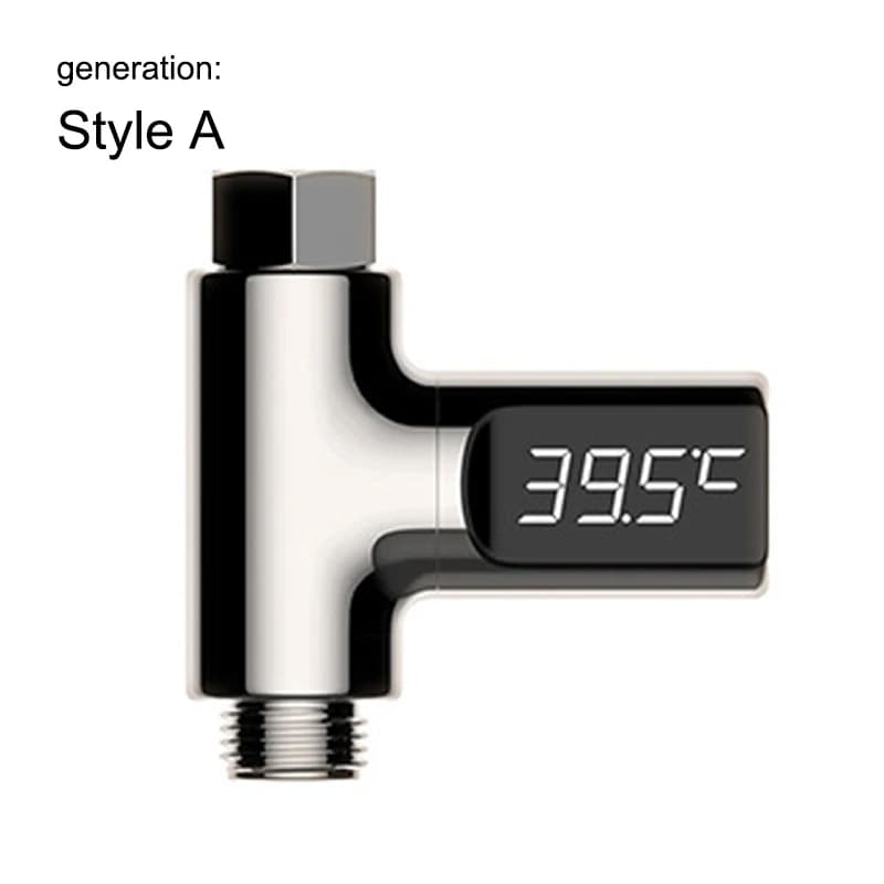 Thermomètre de douche d'eau domestique à affichage LED 5-85 ℃ Thermomètre à eau auto-alimenté à dé