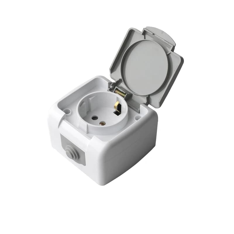 2P + E IP54 Type de Surface 1 Gang Schuko prise électrique européenne étanche Chine prises et interr
