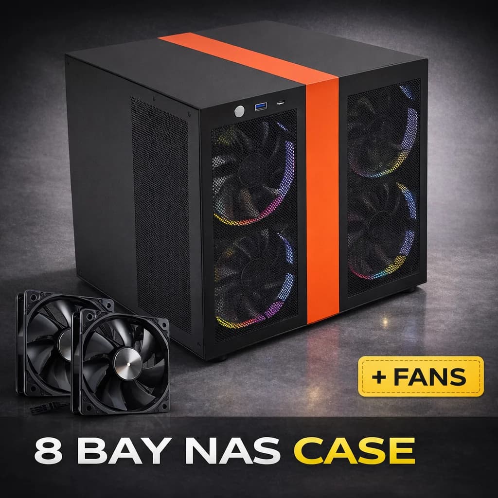 Boîtier de serveur NAS 8 baies 22L avec support ATX PSU MATX, châssis de stockage avec ventilateur d