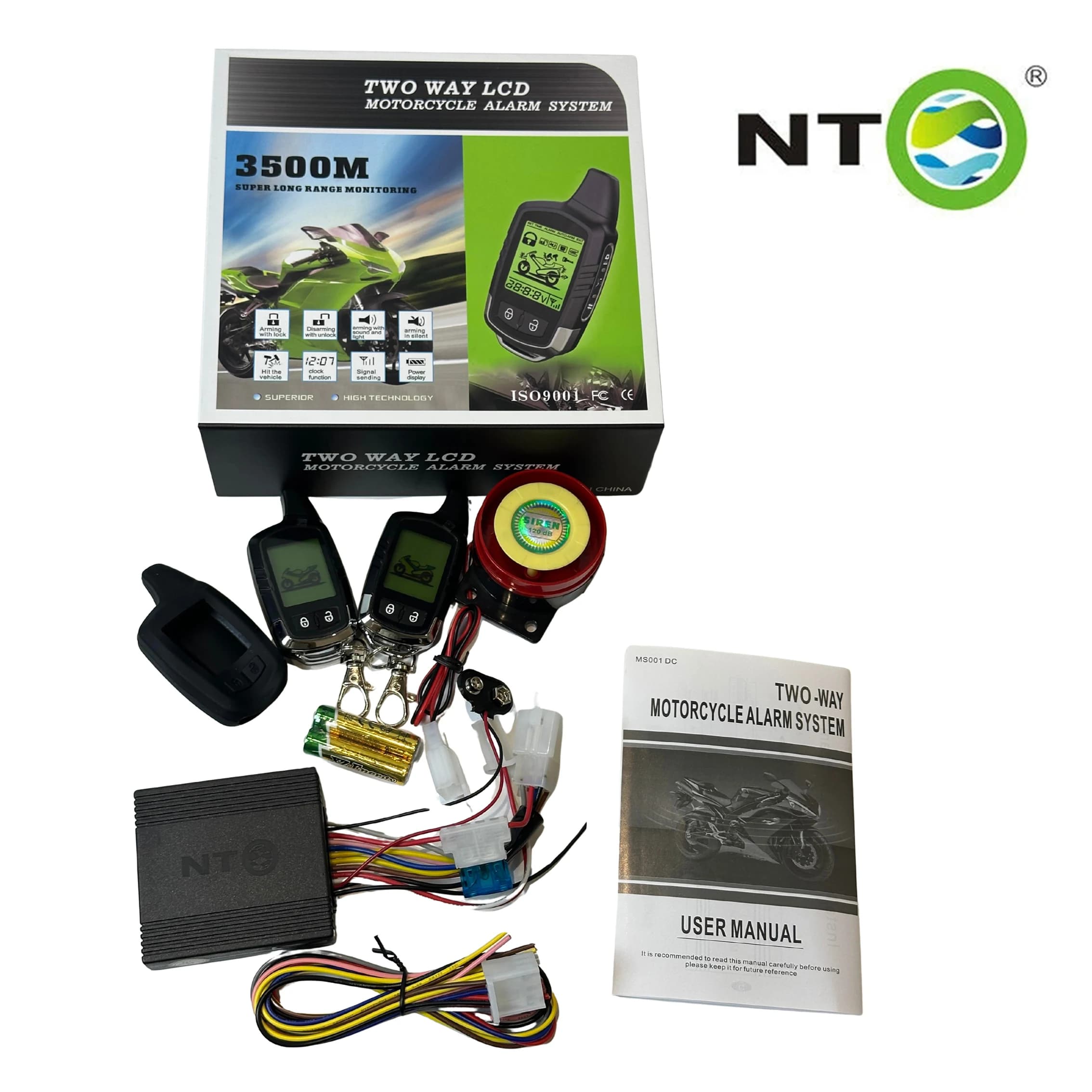 NTO-Alarme de sécurité pour moto, système intelligent automobile, démarrage à distance sans fil, ver