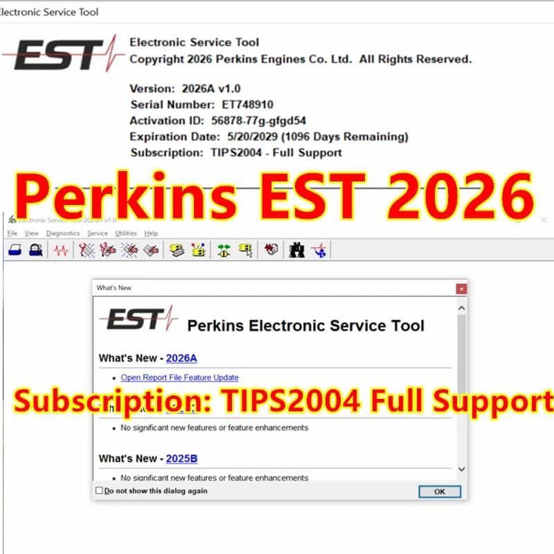 Pour le logiciel de service électronique Perkins EST 2026A, service d'installation sur un ordinateur