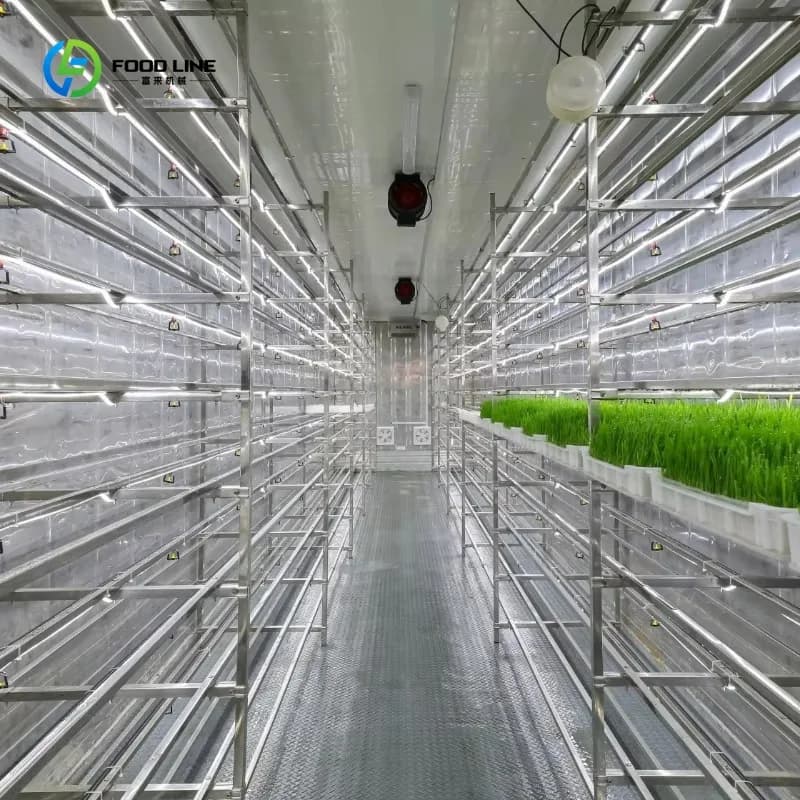 Conteneur d'expédition transformé en ferme verticale, système hydroponique de culture de fourrage, s