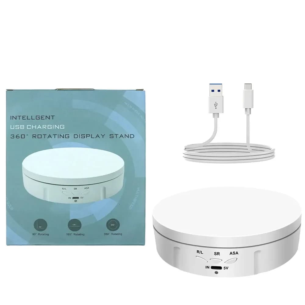 Support de Présentation Électrique Rotatif 145mm Effet Miroir 360° pour Bijoux, Idéal pour la Photog