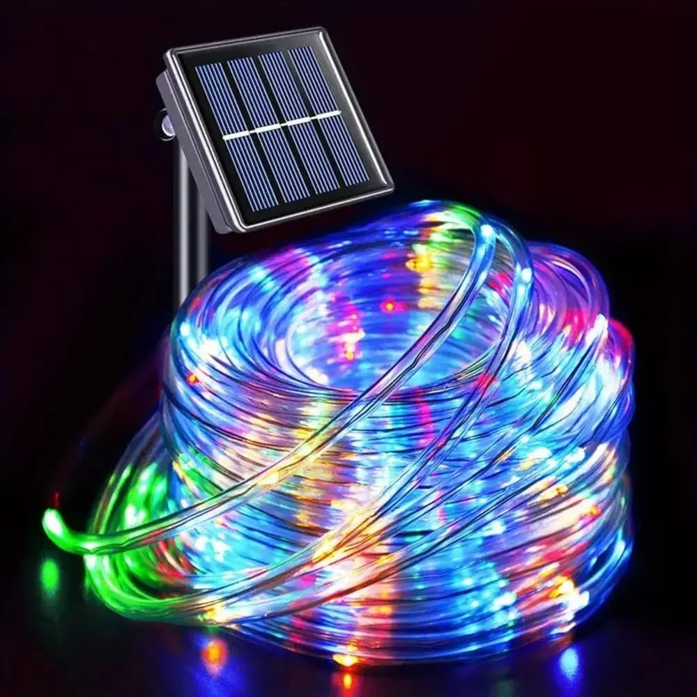 Guirlande lumineuse solaire LED d'extérieur, bande lumineuse solaire, tube lumineux féerique, décora