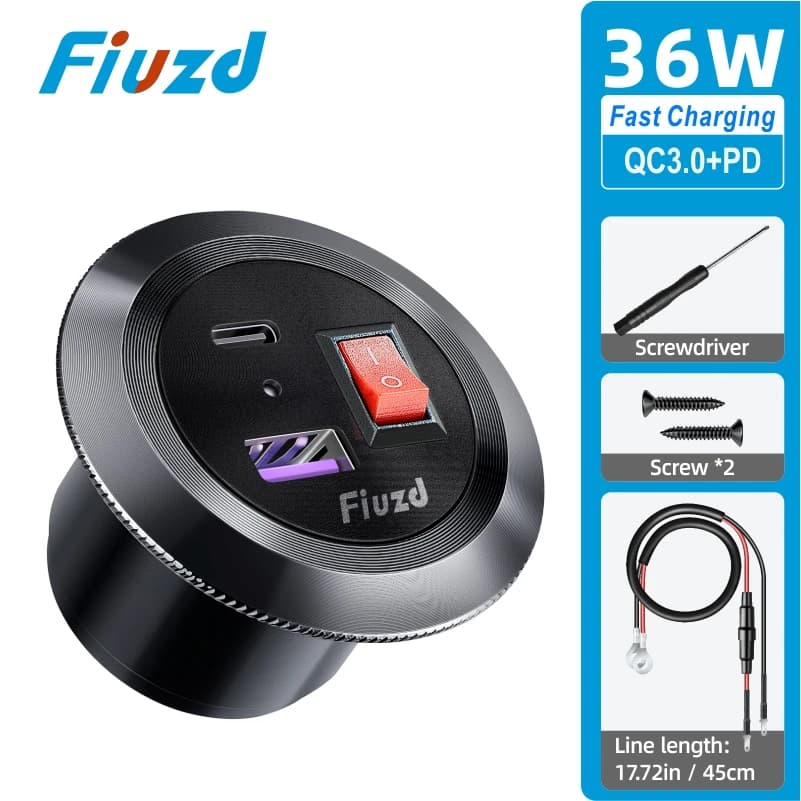 USB Type C voiture Usb chargeur Socket12V/24V double prise USB PD3.0 & QC3.0 prise de voiture pour v