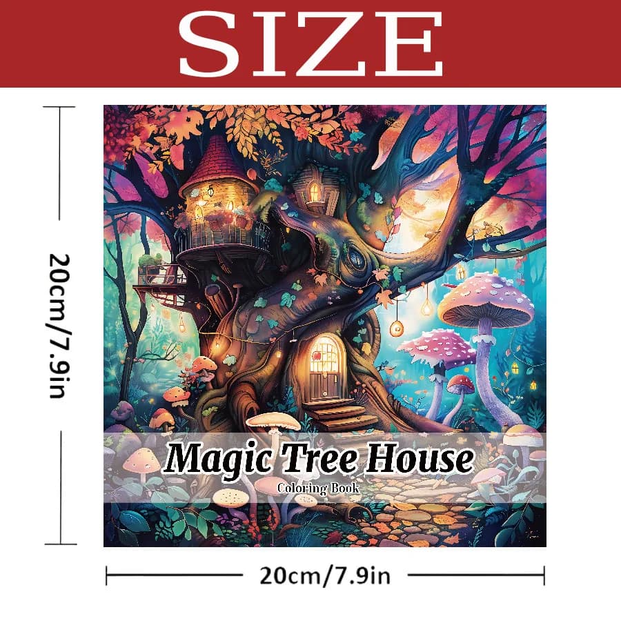 Livre d'images pour adultes, maison d'arbre magique, champignon enchantant, croquis Micro monde, cra