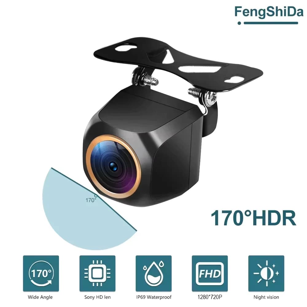 Caméra de recul pour voiture 200 ° Caméra de recul avant pour véhicule AHD 1920x1080P avec objecti